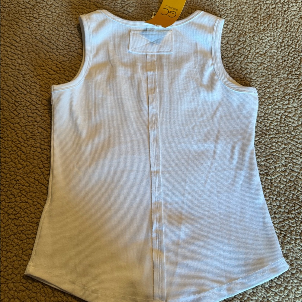 Women's White Ribbed Tank Top - Picture 3 of 3